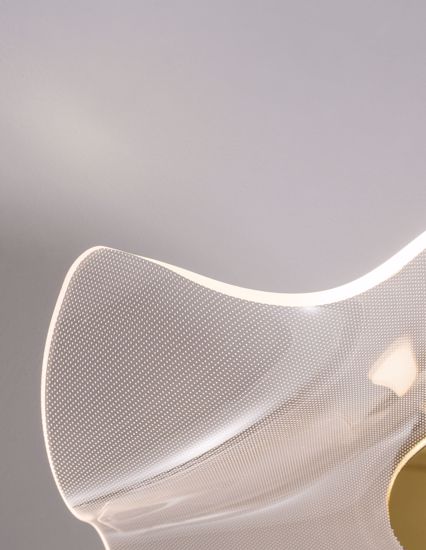 Plafoniera oro design fazzoletto trasparente led 31w 3000k moderna