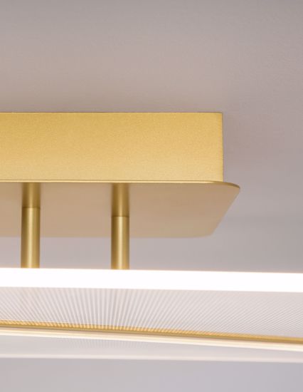 Plafoniera design oro 50cm led 33w 3000k quadrata per salotto soggiorno
