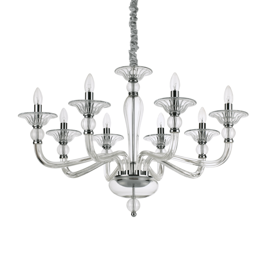 Danieli sp8 ideal lux lampadario classico 8 bracci cristallo trasparente per salotto