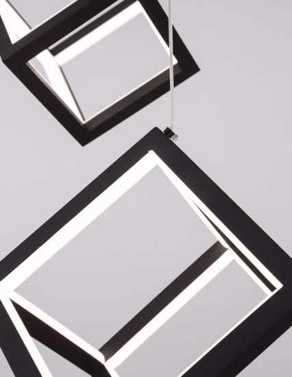 Lampadario moderno nero cubi led 45w 3000k dimmerabile per soggiorno