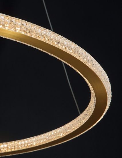 Lampadario luxury per soggiorno cerchio oro led 48w 3000k dimmerabile