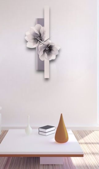 Orologio verticale papaveri da parete moderno legno grigio
