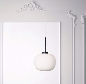 Miloox bombo lampada a sospensione moderna nera sfera vetro bianco