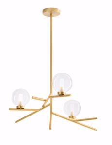 Miloox camely lampada a sospensione oro tre luci sfera vetro bianco per tavolo