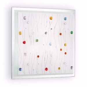 Ideal lux ocean pl2 plafoniera moderna quadrata vetro con decorazioni colorate
