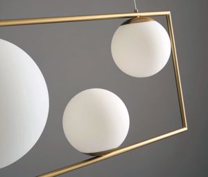 Lampadario per tavolo cucina moderna 3 sfere vetro bianco miloox buble