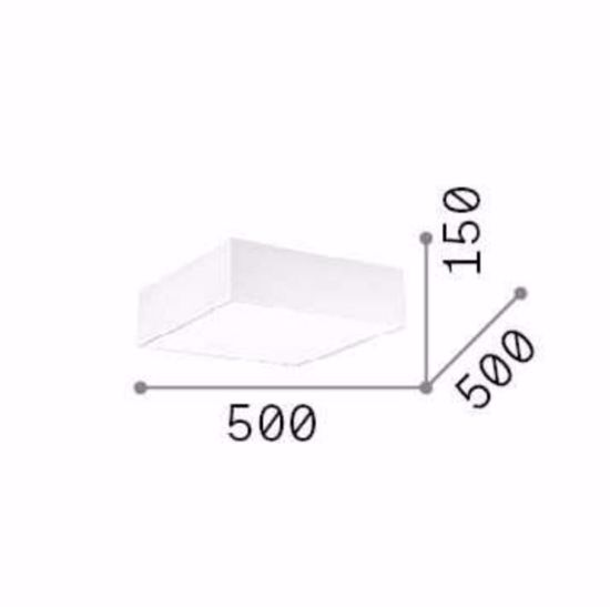 Ritz pl4 d50 plafoniera ideal lux quadrata contemporanea paralume tessuto bianco