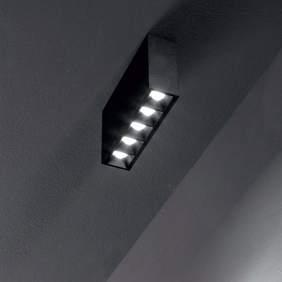 Ideal lux lika pl led 12w 3000k plafoniera con faretti nera