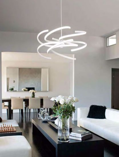 Lampadario bianco led 100w 3000k per soggiorno moderno nest perenz illuminazione