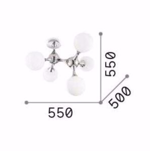 Nodi pl5 ideal lux plafoniera moderna 5 luci design struttura dna cromo sfere bianche