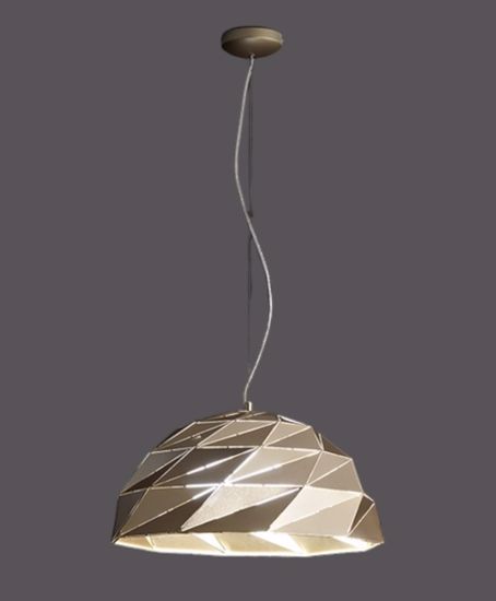 Lampadario cupola design per cucina oro satinato tilt perenz illuminazione