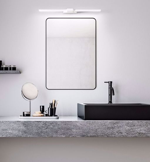 Applique bianco rientabile per specchio 12w 3000k 64cm line perenz illuminazione