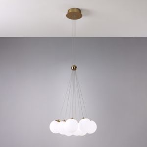 Lampadario a sospensione 9 luci oro per soggiorno led 50w 3000k vivida pearl