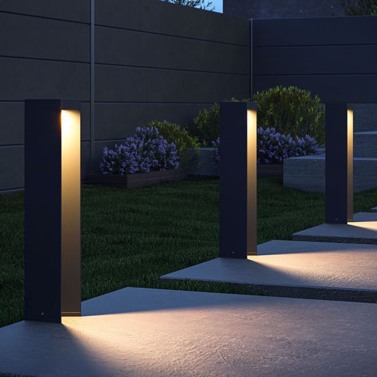 Lampione per esterni ip54 da giardino nero led 9w 4000k design moderno