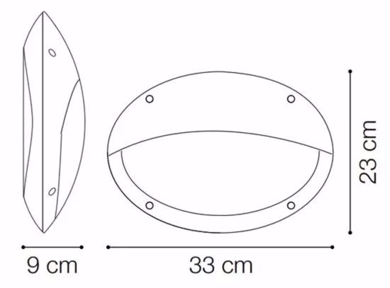 Ideal lux medea-2 ap1 applique per esterno ovale in resina nero ip66