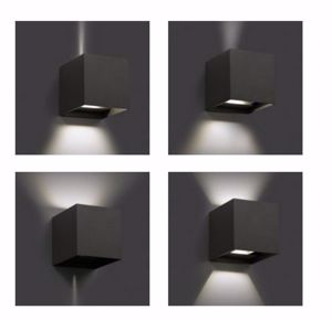 Applique per esterni cubo led 7w 4000k ip54 antracite fasci di luce regolabili