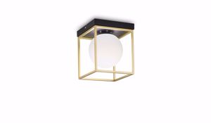 Lingotto pl1 ideal lux piccola plafoniera moderna cubo nero e oro boccia vetro