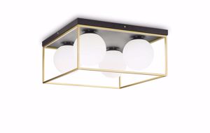 Lingotto pl4 ideal lux plafoniera moderna 4 luci boccia vetro bianco opaco per soggiorno