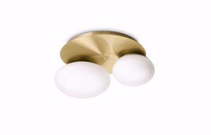 Ninfea pl2 ideal lux plafoniera moderna due luci ottone vetro bianco per ingresso