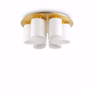 Daisy pl6 ideal lux plafoniera moderna per salotto foglia oro diffusori vetro