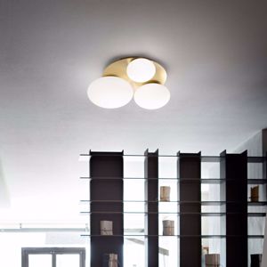 Ninfea pl3 ideal lux plafoniera elegante ottone 3 sfere vetro bianco per interni