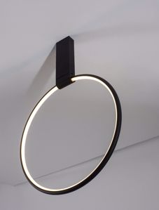Plafoniera cerchio 60cm nero led dimmerabile 35w 3000k orientabile moderna