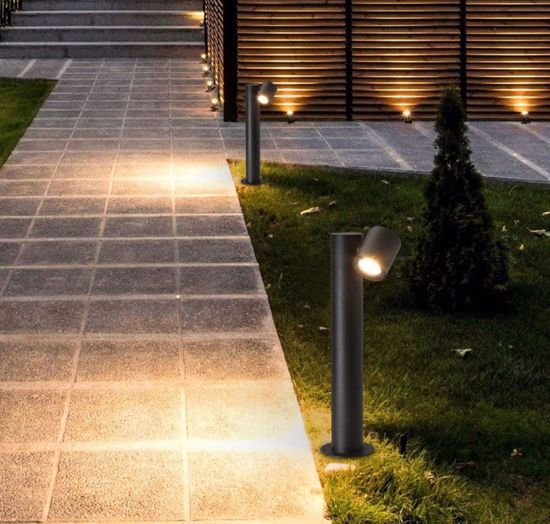 Lampioncino da giardino per esterni nero moderno luce orientabile gu10 ip44
