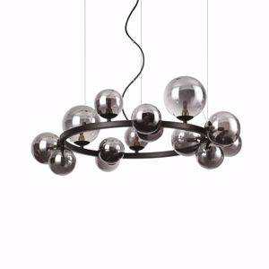 Perlage sp14 ideal lux lampadario design per soggiorno nero sfere vetro grigio fumo
