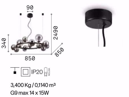 Perlage sp14 ideal lux lampadario design nero sfere vetro