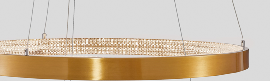 Lampadario moderno anello oro led 25w 3000k dimmerabile per soggiorno