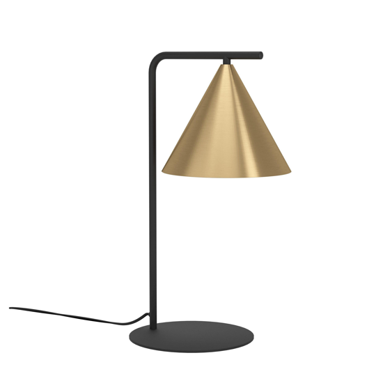 Lampada da tavolo nero cono oro ottone