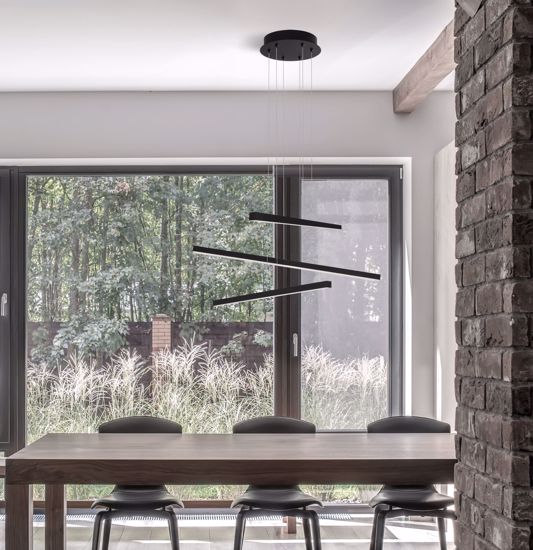Lampadario led per soggiorno moderno 3000k bacchette pendenti nere