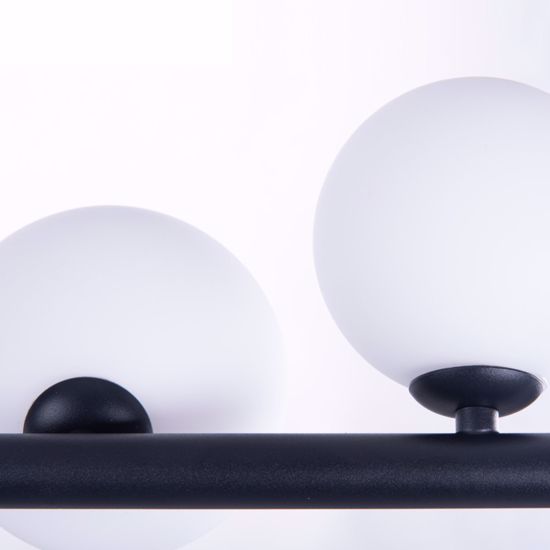 Lampadario moderno sfere vetro bianco design nero per soggiorno