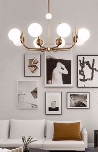 Lampadario oro ottone 8 luci per soggiorno salotto stile contemporaneo