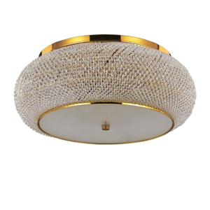 Pasha' pl10 ideal lux plafoniera per camera da letto 40cm cristallo metallo oro lucido
