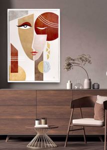 Quadro verticale moderno creativit&agrave; dipinto su tela decorato cornica bianca 50x70