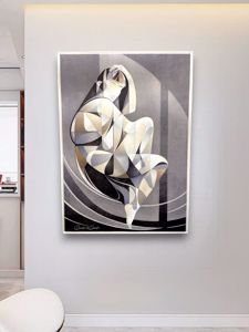 Quadro moderno comprensione tela decorata cornice bianca 50x70