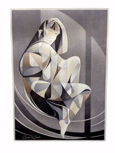 Quadro moderno comprensione tela decorata cornice bianca 50x70