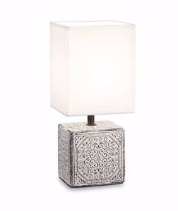 Ideal lux kali&apos;-1 tl1 lampada da tavolo in ceramica decorata paralume bianco