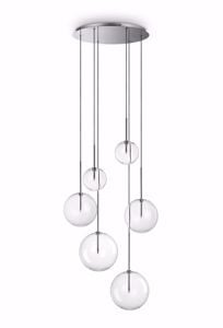 Equinoxe sp6 ideal lux lampadario a cascata cromo sei sfere vetro trasparenti