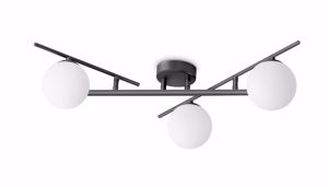 Ideal lux plafoniera moderna atlas pl3 nera sfere vetro bianco opaco