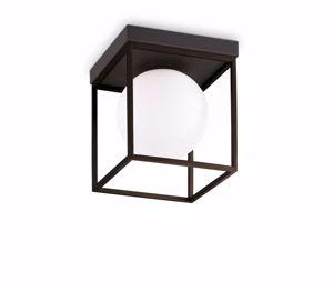 Lingotto pl1 piccola plafoniera nera minimalista boccia vetro bianco