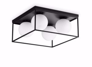 Lingotto pl4 ideal lux plafoniera 4 nera bocce vetro bianco industrial