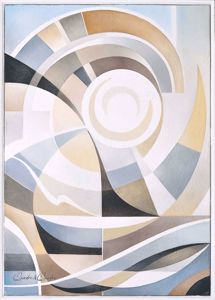 Quadro astratto moderno armonia spirale dipinto su tela cornice bianca