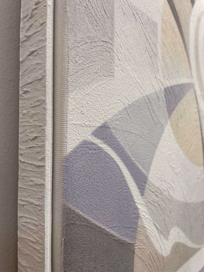 Tre quadri compresione astratti moderni tele decorate cornice bianca