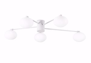 Ideal lux hermes pl5 d90 plafoniera 5 sfere vetro bianco per salotto moderna