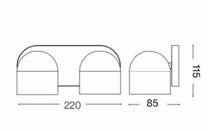 Ideal lux dodo ap2 applique da parete moderna due diffusori orientabili nera