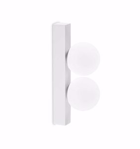 Ping pong ap2 ideal lux applique led 6w 3000k bianca due sfere vetro bianco