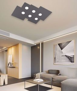 Toplight plate grande plafoniera design moderna antracite per soggiorno
