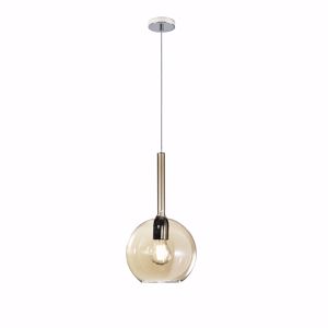 Lampadario pendente per isola cucina boccia vetro ambra 20cm